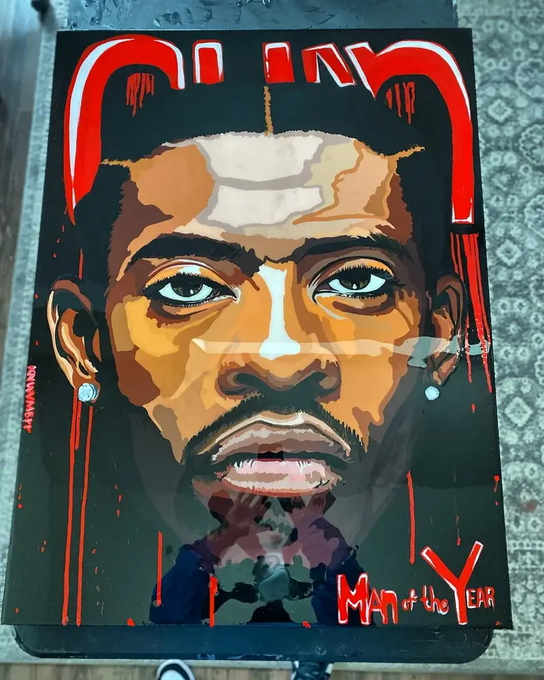 Man of the Year portrait, acrylic on canvas