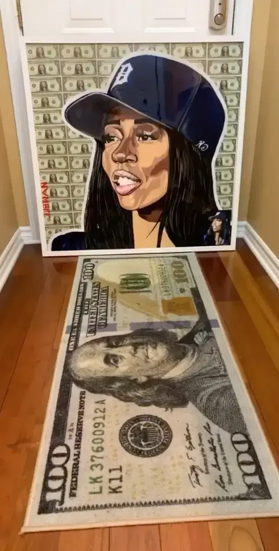 Portrait on a currency ground, framed