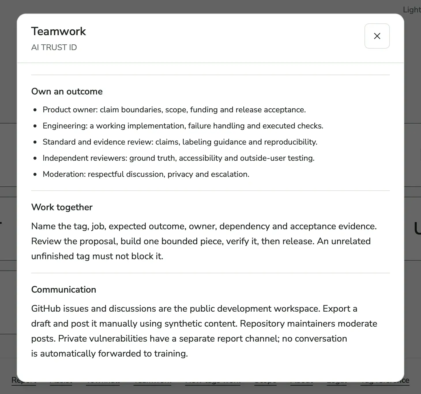 Teamwork governance panel