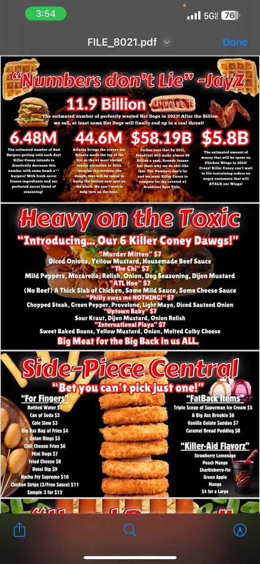 Killer Coney market sizing page