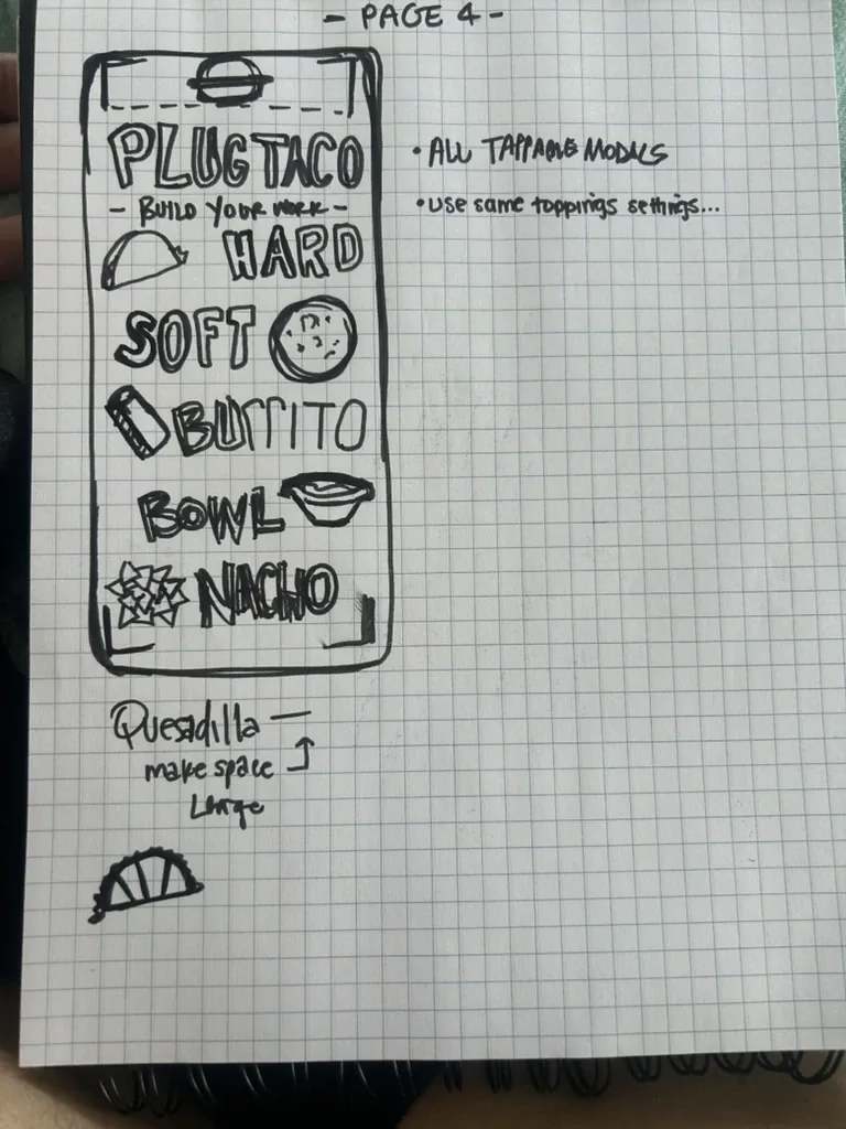 Plug Taco build-your-meal wireframe
