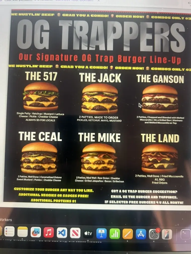 OG Trappers menu board